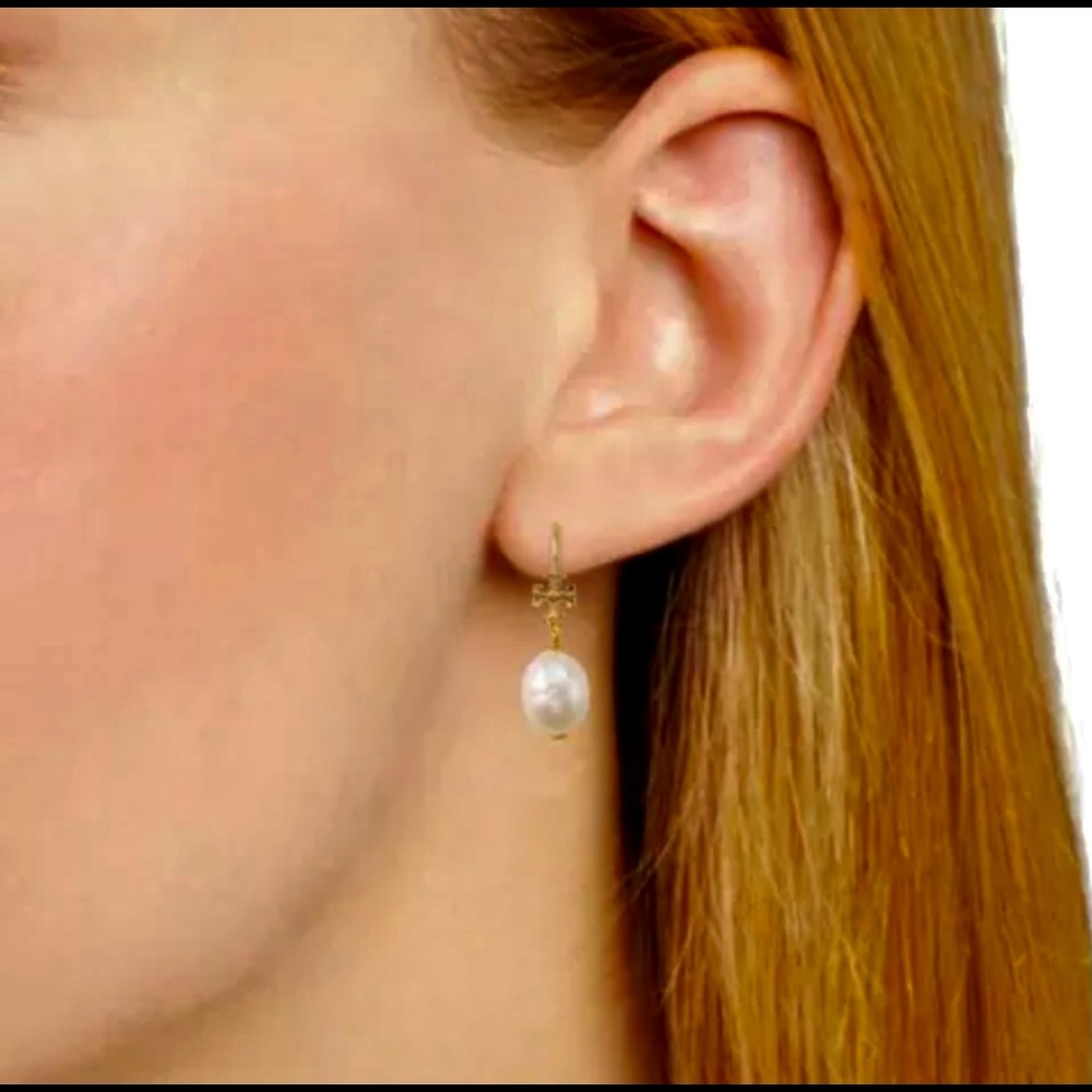 TORY BURCH •Freshwater Cultured Pearl Drop Logo - Picture 2 of 6